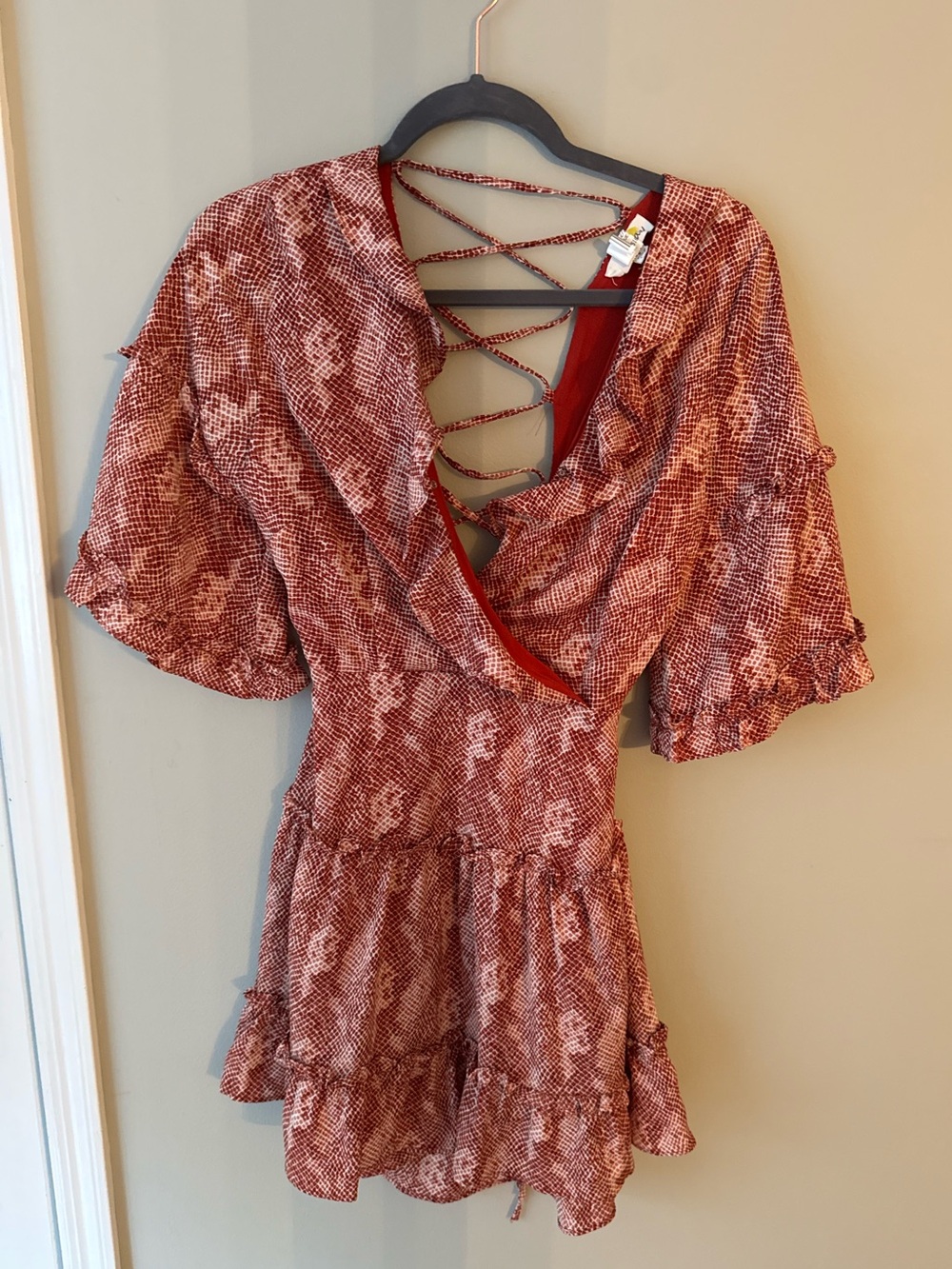 akaiv Red Patterned Sleeveless Dress